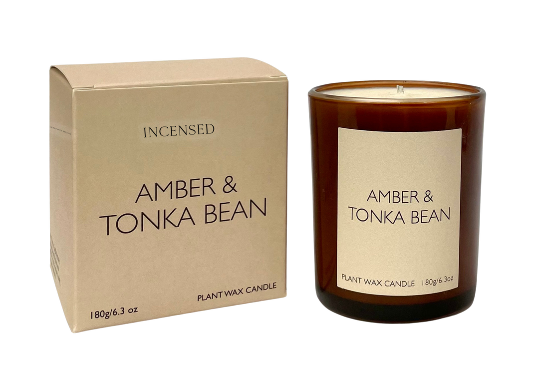 Amber & Tonka Bean 20cl Amber Glass Candle