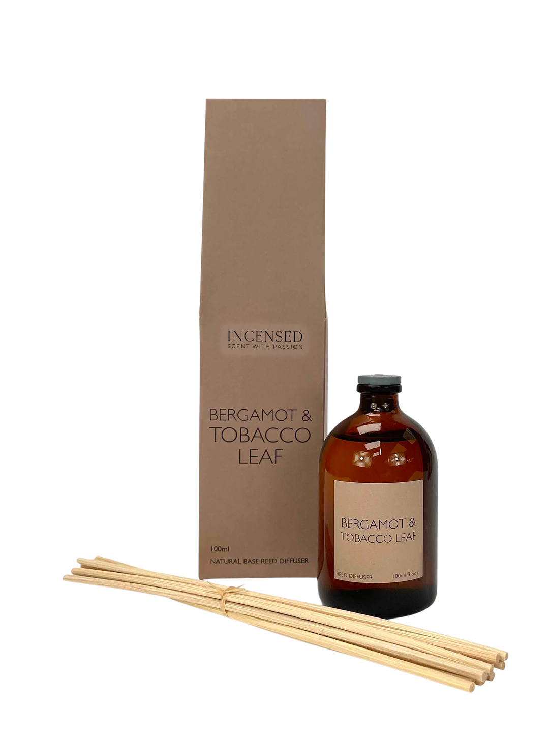 Bergamot & Tobacco Leaf 100ml Brown Apothecary Reed Diffuser