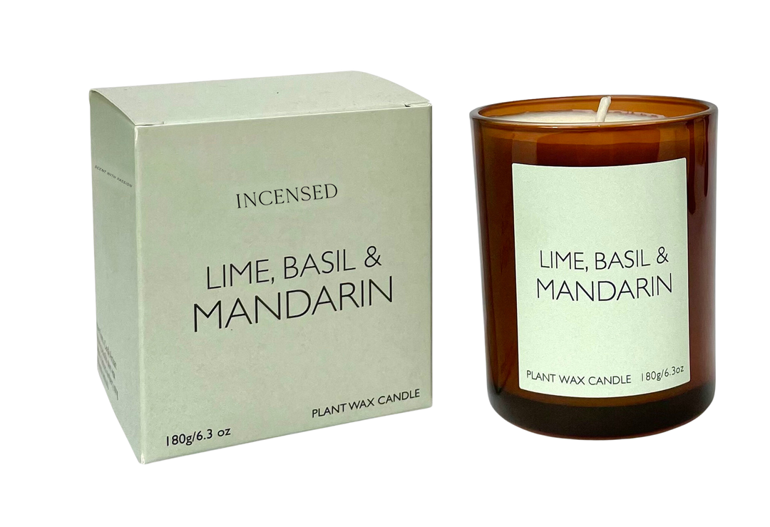 Lime, Basil & Mandarin 20cl Amber Glass Candle