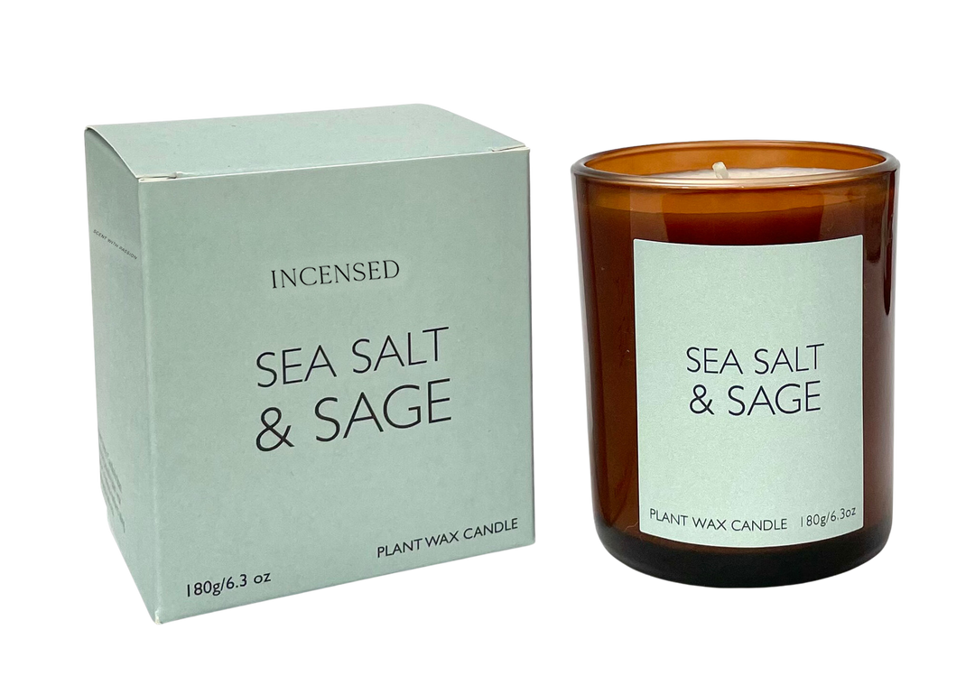 Sea Salt & Sage 20cl Amber Glass Candle