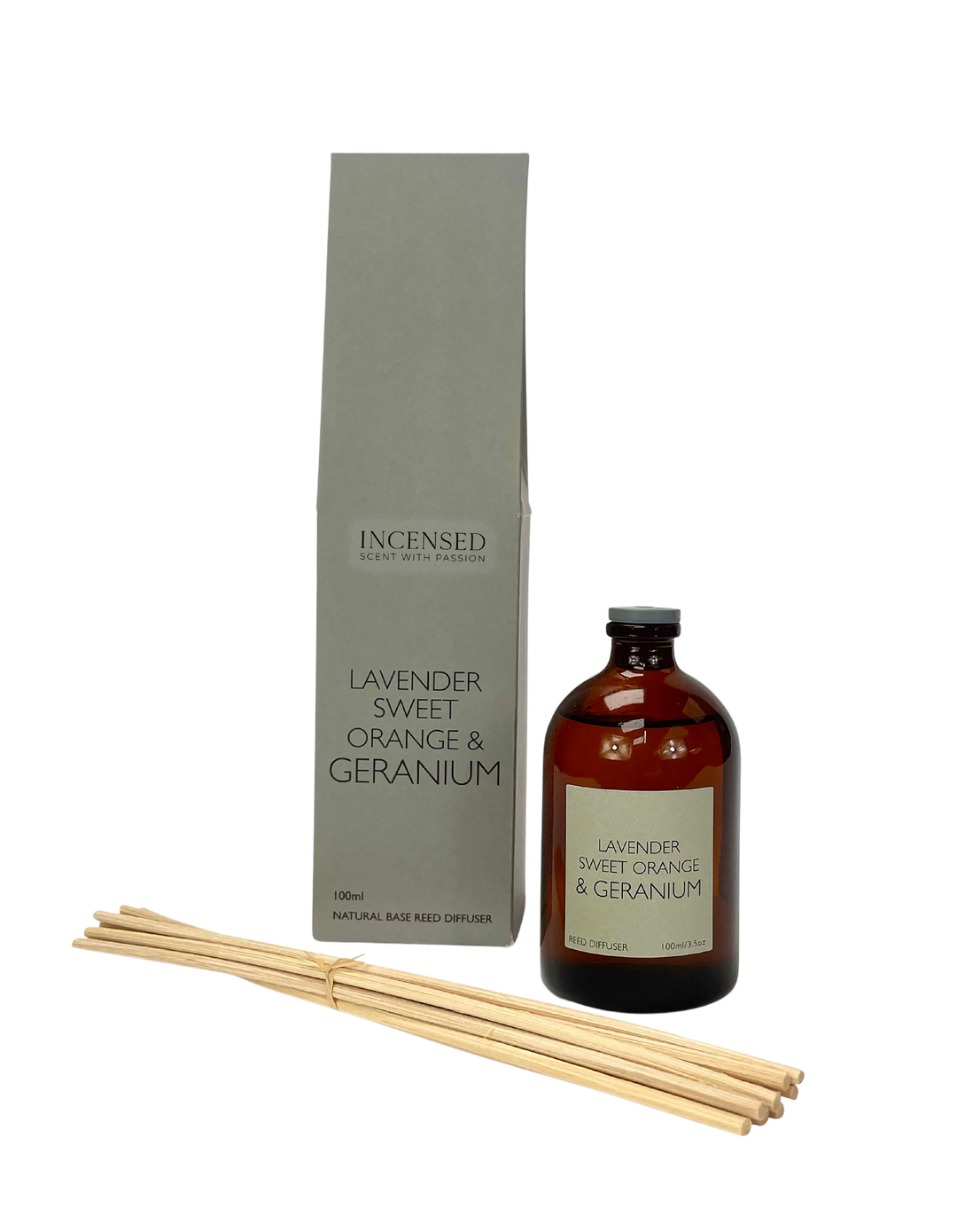 Lavender, Sweet Orange & Geranium 100ml Brown Apothecary Reed Diffuser