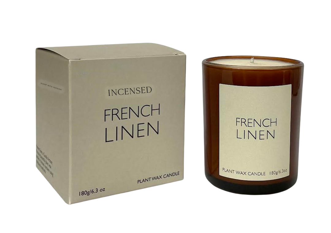 French Linen 20cl Amber Glass Candle