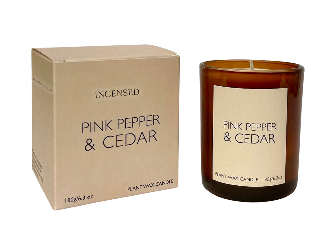 Pink Pepper & Cedar 20cl Amber Glass Candle