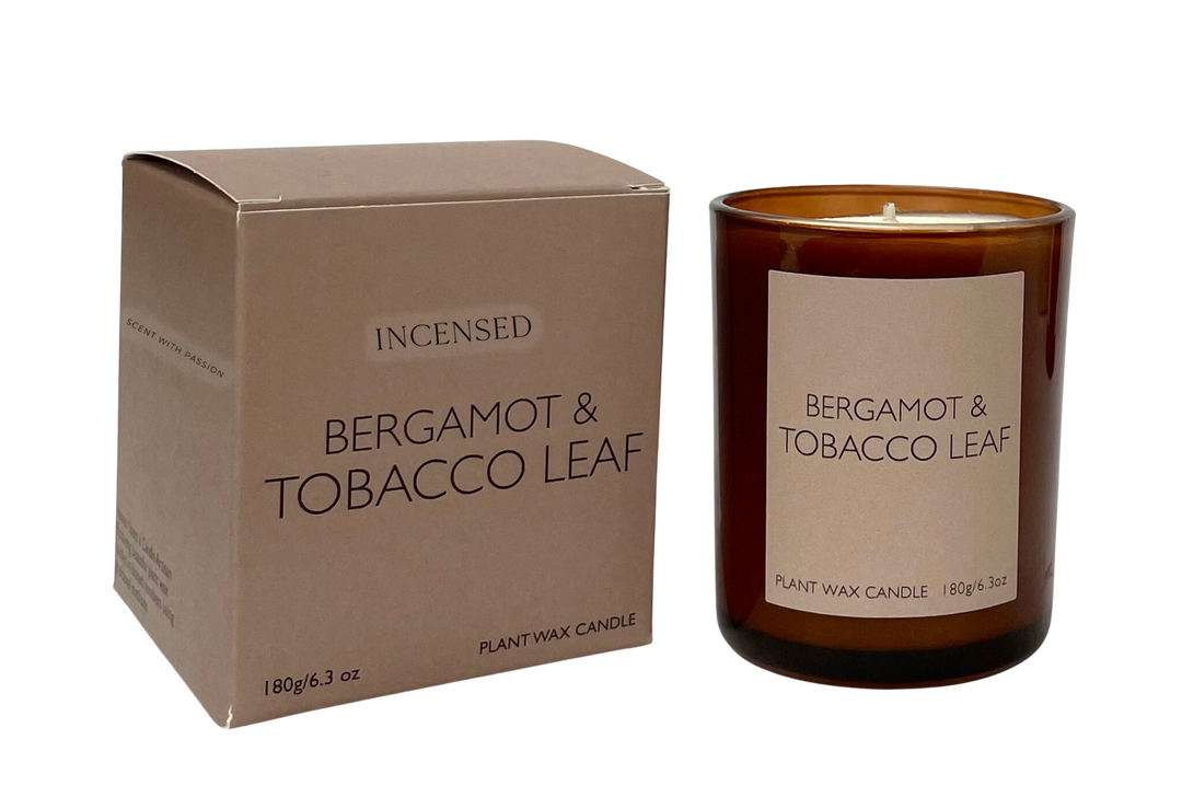 Bergamot & Tobacco Leaf 20cl Amber Glass Candle