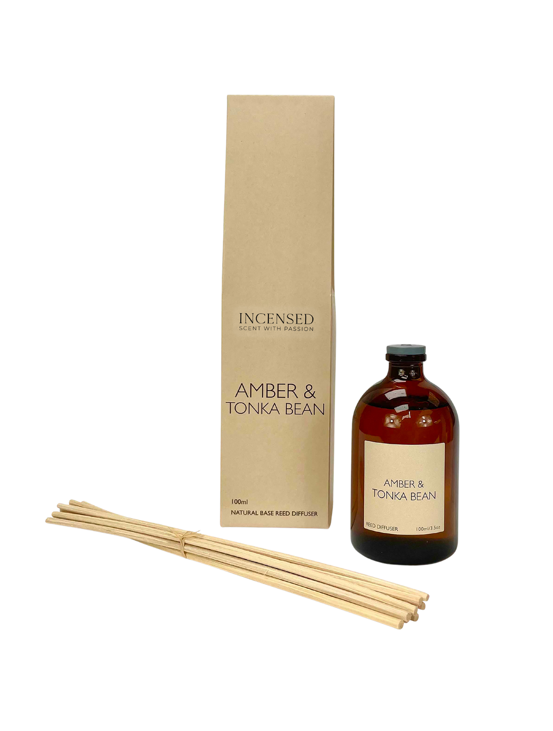 Amber & Tonka Bean 100ml Brown Apothecary Reed Diffuser