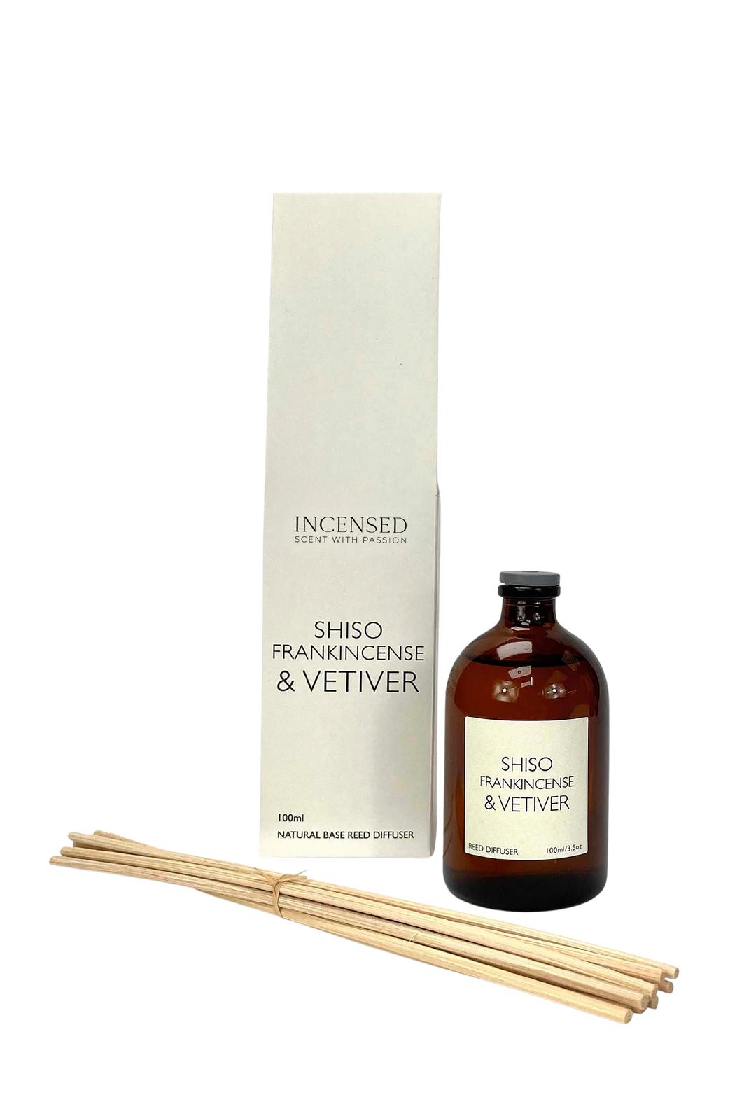 Shiso, Frankincense & Vetiver 100ml Brown Apothecary Reed Diffuser